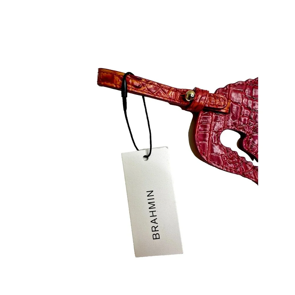 NEW Brahmin Mel Luggage Tag Passion Fruit Melbourne Leather Embossed Crocodile